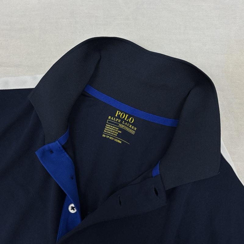 ラルフローレン RALPHLAUREN ポロシャツ 半袖 ポニー刺繍 トリコロール ナイロン ポロシャツ XS 紺 / ネイビー / navy X 白 / ホワイト / white X 赤 / レッド / red メンズ USED 古着 中古 50161793