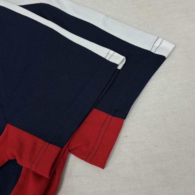 ラルフローレン RALPHLAUREN ポロシャツ 半袖 ポニー刺繍 トリコロール ナイロン ポロシャツ XS 紺 / ネイビー / navy X 白 / ホワイト / white X 赤 / レッド / red メンズ USED 古着 中古 50161793