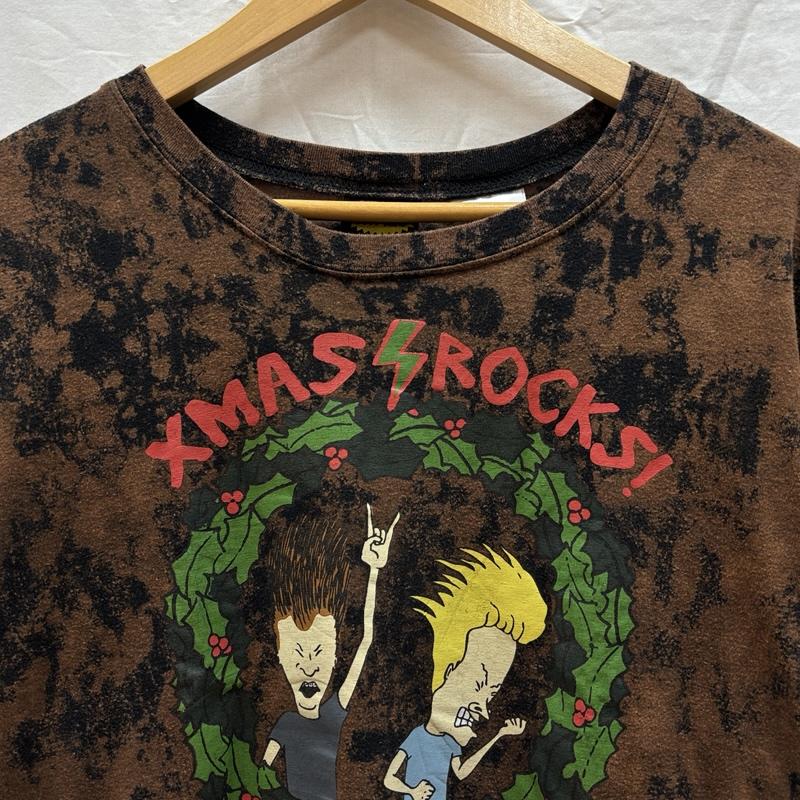 古着 USED Tシャツ 半袖 BEAVIS AND BUTT-HEAD クリスマスロック タイダイ柄 クルーネック バンド Tシャツ バンT L メンズ USED 古着 中古 50161803