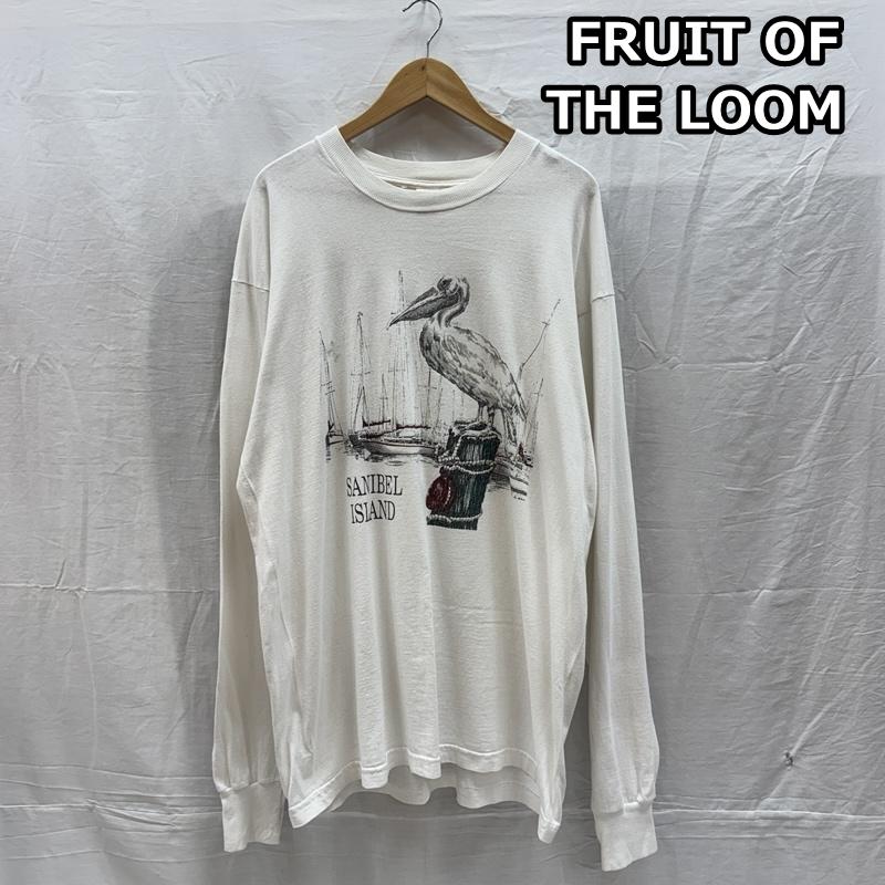 フルーツオブザルーム FRUIT OF THE LOOM Tシャツ 長袖 00年代 ペリカン柄 ビッグサイズ 長袖 Tシャツ ロンT 00s XL 白 / ホワイト / white メンズ USED 古着 中古 50161805
