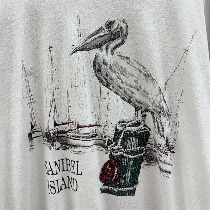 フルーツオブザルーム FRUIT OF THE LOOM Tシャツ 長袖 00年代 ペリカン柄 ビッグサイズ 長袖 Tシャツ ロンT 00s XL 白 / ホワイト / white メンズ USED 古着 中古 50161805