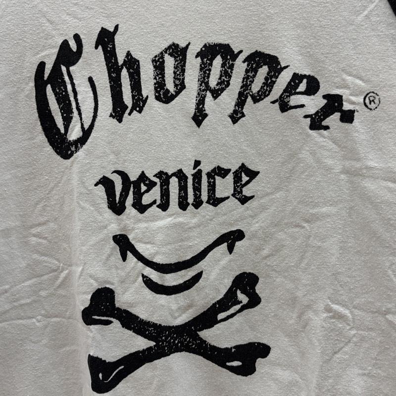 古着 USED Tシャツ 七分袖 Chopper venice USA製 ロゴ プリント ラグラン 七分袖 Tシャツ - 白 / ホワイト / white X 黒 / ブラック / black メンズ USED 古着 中古 50161807