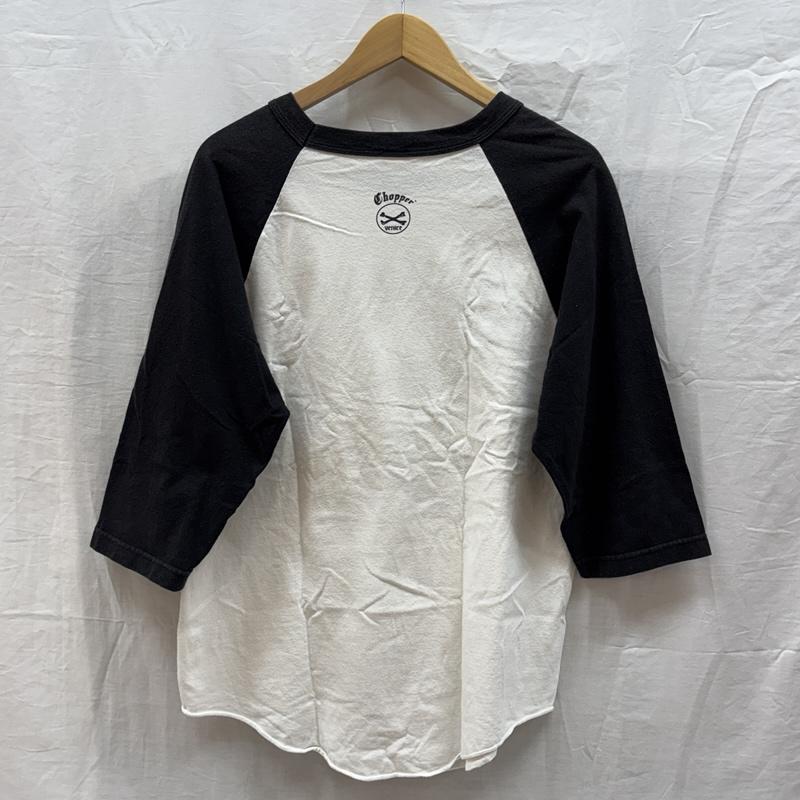 古着 USED Tシャツ 七分袖 Chopper venice USA製 ロゴ プリント ラグラン 七分袖 Tシャツ - 白 / ホワイト / white X 黒 / ブラック / black メンズ USED 古着 中古 50161807