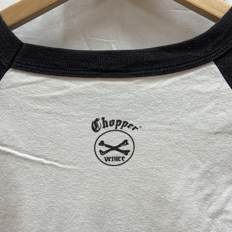 古着 USED Tシャツ 七分袖 Chopper venice USA製 ロゴ プリント ラグラン 七分袖 Tシャツ - 白 / ホワイト / white X 黒 / ブラック / black メンズ USED 古着 中古 50161807