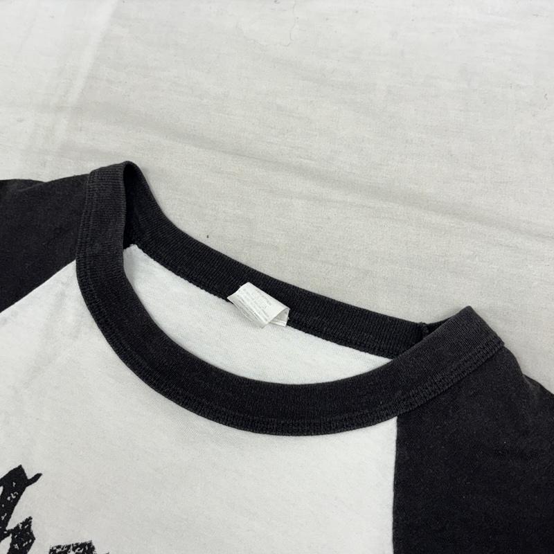 古着 USED Tシャツ 七分袖 Chopper venice USA製 ロゴ プリント ラグラン 七分袖 Tシャツ - 白 / ホワイト / white X 黒 / ブラック / black メンズ USED 古着 中古 50161807