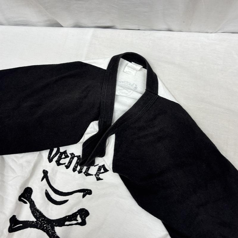 古着 USED Tシャツ 七分袖 Chopper venice USA製 ロゴ プリント ラグラン 七分袖 Tシャツ - 白 / ホワイト / white X 黒 / ブラック / black メンズ USED 古着 中古 50161807