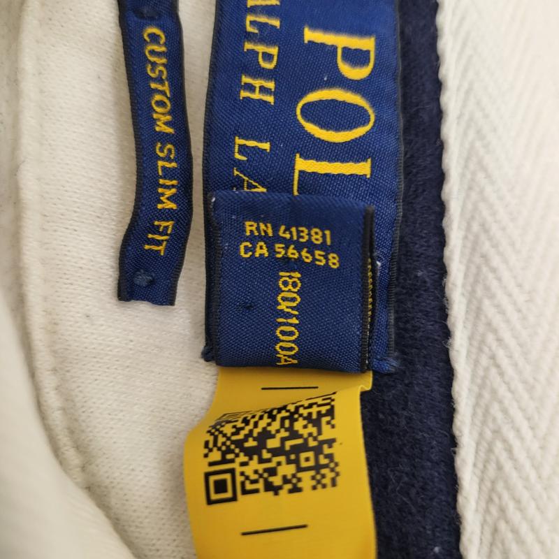 ポロラルフローレン POLO RALPH LAUREN カットソー 長袖 ラガーシャツ ホワイト×ネイビー RN41381CA56658 L メンズ USED 古着 中古 50161815