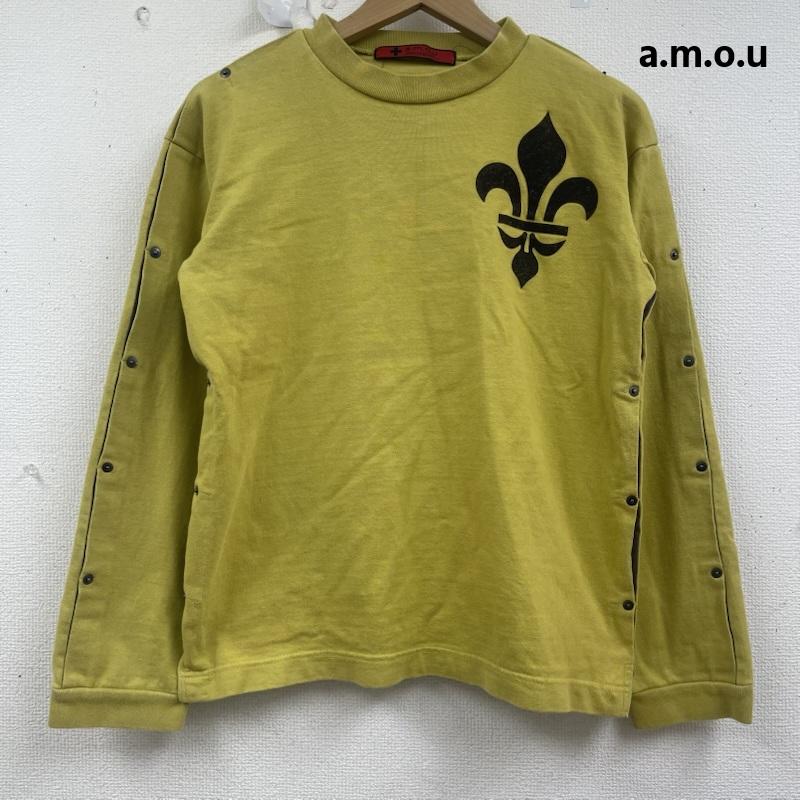 古着 USED トレーナー 長袖 a.m.o.u 日本製 コットン ボタンデザイン クルーネック スウェット 44 黄 / イエロー / yellow メンズ USED 古着 中古 50161822
