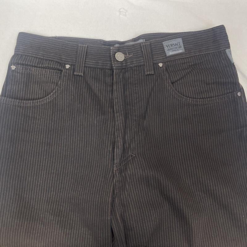 ヴェルサーチ VERSACE パンツ チノパン JEANS COUTURE イタリア製 ストライプ柄 コットン パンツ 46 茶 / ブラウン / brown メンズ USED 古着 中古 50161824