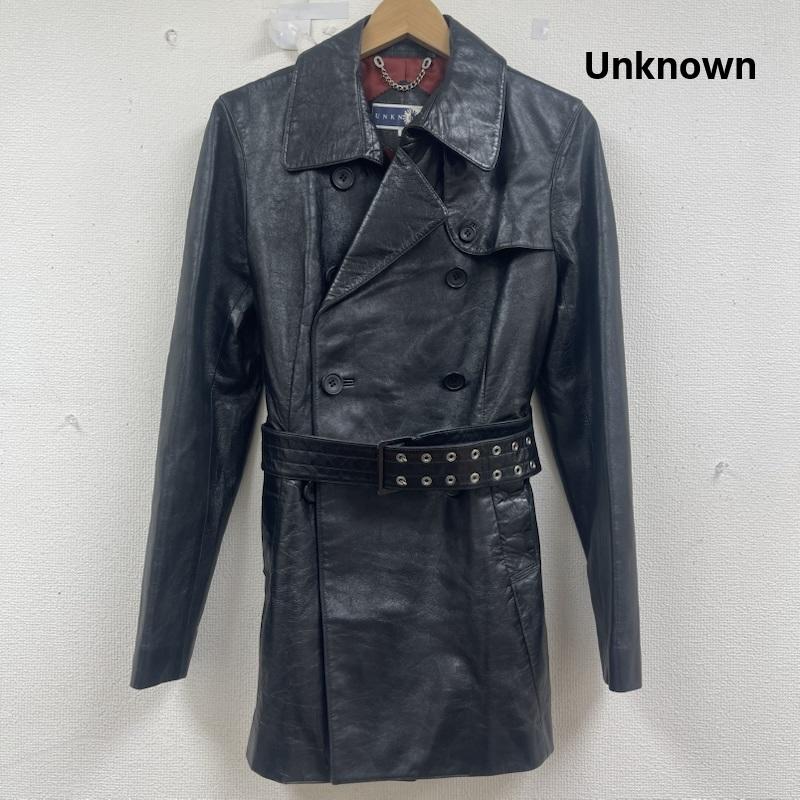 アンノン Unknown ジャケット、上着 レザージャケット レザー トレンチ コート ダブルプレスト ウエストベルト ジャケット un-40-6822 M 黒 / ブラック / black レディース USED 古着 中古 50161825