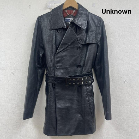 アンノン Unknown ジャケット、上着 レザージャケット レザー トレンチ コート ダブルプレスト ウエストベルト ジャケット un-40-6822 M 黒 / ブラック / black レディース USED 古着 中古 50161825