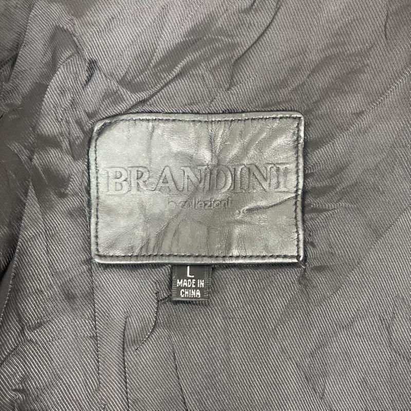 古着 USED ジャケット、上着 レザージャケット BRANDINI ジップアップ ラムレザー 羊革 ジャケット アウター L 黒 / ブラック / black メンズ USED 古着 中古 50161826