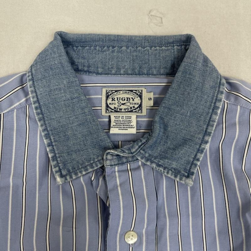 ラルフローレン RALPHLAUREN シャツ、ブラウス 長袖 RUGBY NEW-YORK ビッグサイズ ストライプ シャツ S 青 / ブルー / blue メンズ USED 古着 中古 50161838