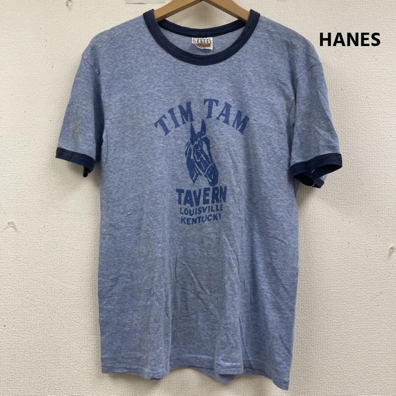 ヘインズ HANES Tシャツ 半袖 70s 80s USA製 ヴィンテージ トリム リンガー Tシャツ L 青 / ブルー / blue メンズ USED 古着 中古 50161839