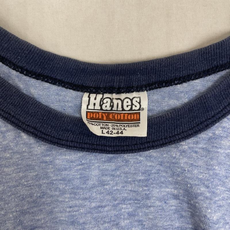 ヘインズ HANES Tシャツ 半袖 70s 80s USA製 ヴィンテージ トリム リンガー Tシャツ L 青 / ブルー / blue メンズ USED 古着 中古 50161839