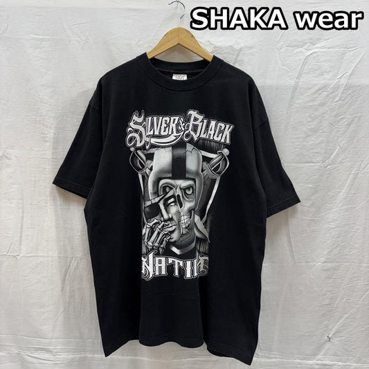 古着 USED Tシャツ 半袖 SHAKA wear SILVER＆BLACK NATION スカル ロゴ プリント ビッグサイズ Tシャツ XXL 黒 / ブラック / black メンズ USED 古着 中古 50161849
