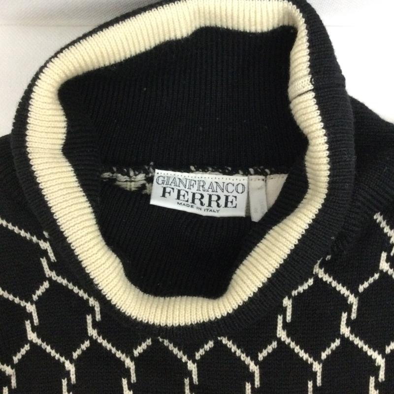 ジャンフランコフェレ GIANFRANCO FERRE ニット、セーター 長袖 gianfranco ferre ニット タートル　ホッケー 46 総柄 黒 / ブラック / black メンズ USED 古着 中古 50161853