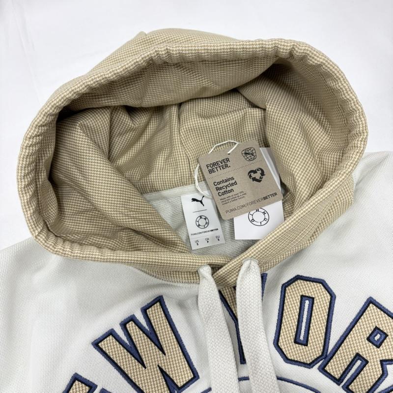 プーマ PUMA パーカー 長袖 RHUIGI RHUDE ルイージグラフィック コラボ フーディー ロゴ パーカー ユニセックス 620889-17 S ロゴ、文字 X 刺繍 ベージュ / ベージュ / beige X 紺 / ネイビー / navy メンズ USED 古着 中古 50161866