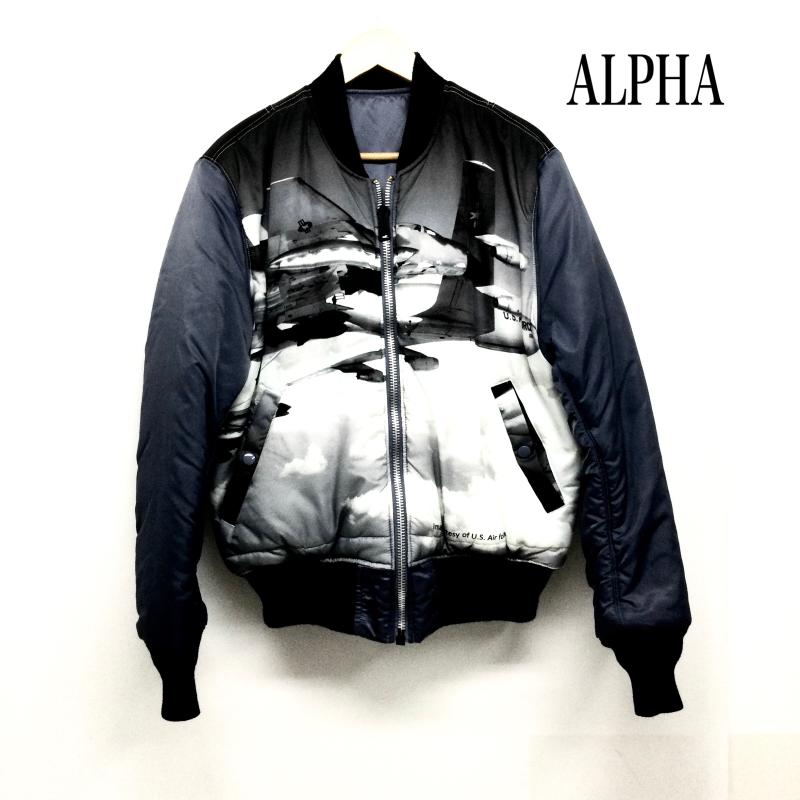 アルファ ALPHA ジャケット、上着 フライトジャケット ALPHA MA-1 戦闘機柄　TA0411-9007 M プリント 灰 / グレー / gray メンズ USED 古着 中古 50161869