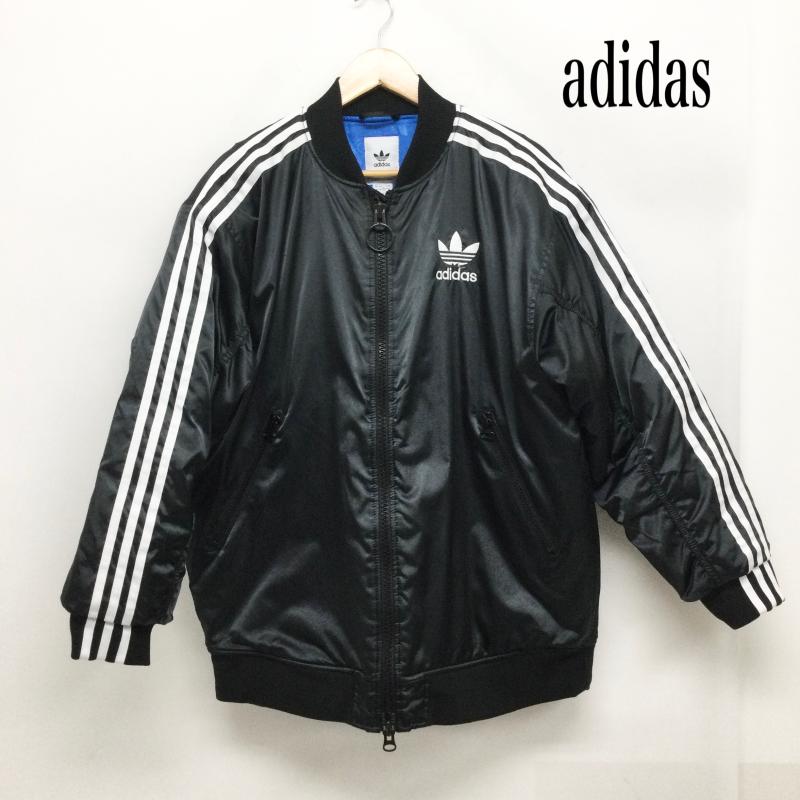 アディダス adidas ジャケット、上着 ジャンパー、ブルゾン adidas LONG BOMBER JACKET　ED7600 L 無地 黒 / ブラック / black レディース USED 古着 中古 50161872