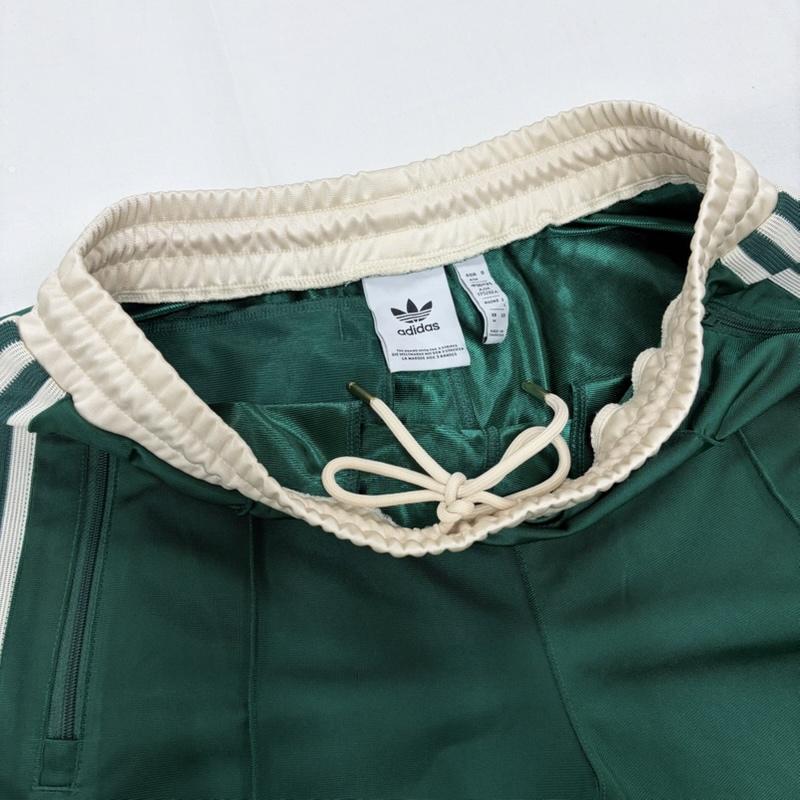 アディダス adidas パンツ ワークパンツ、ペインターパンツ トラックパンツ ジャージ ロゴ 刺繍 L ロゴ、文字 X 刺繍 緑 / グリーン / green X 黒 / ブラック / black メンズ USED 古着 中古 50161882