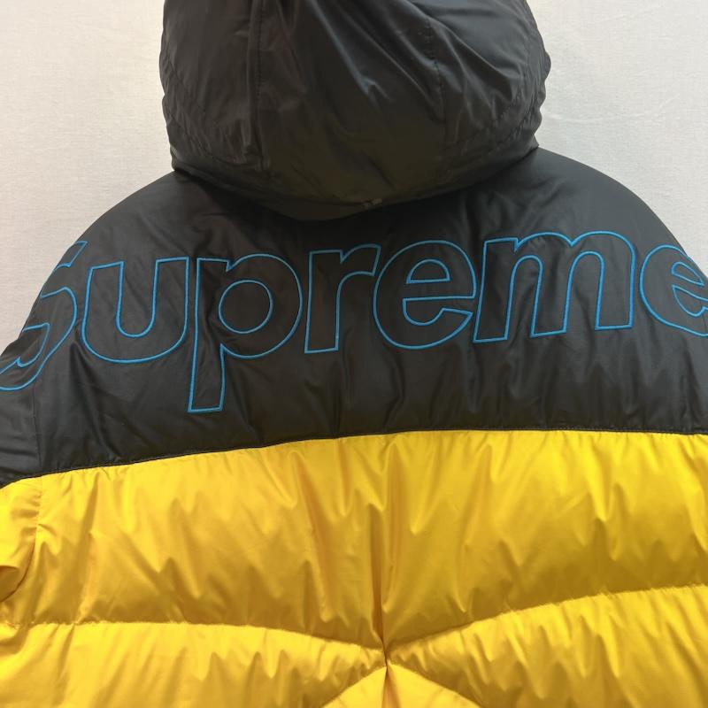 シュプリーム×ノースフェイス Supreme×THE NORTH FACE ジャケット、上着 ダウンジャケット 800 フィル ハーフ ジップ フーディー プルオーバー ND52205I M 黄 / イエロー / yellow X 黒 / ブラック / black メンズ USED 古着 中古 50161883
