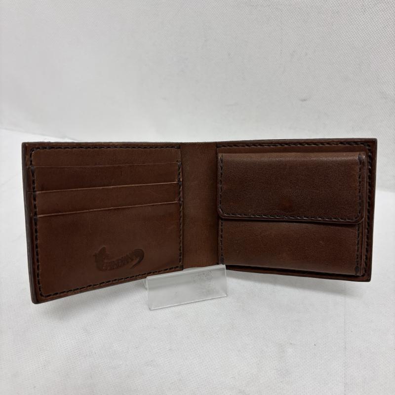 レザー レザー 財布 二つ折り JAINDIANA LEATHER WORKS ジャインディアナ 革財布 サドルレザー ハーフウォレット YH-12 - 茶 / ブラウン / brown メンズ USED 古着 中古 50161898