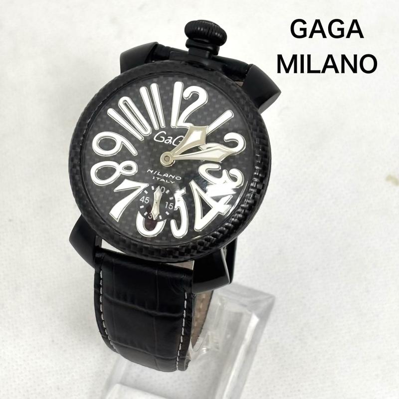 ガガ ミラノ GaGa MILANO 腕時計 アナログ（手巻き） Manuale マヌアーレ 腕時計 手巻き - 黒 / ブラック / black X 白 / ホワイト / white メンズ USED 古着 中古 50161907