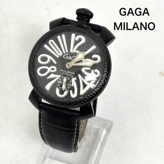 ガガ ミラノ GaGa MILANO 腕時計 アナログ（手巻き） Manuale マヌアーレ 腕時計 手巻き - 黒 / ブラック / black X 白 / ホワイト / white メンズ USED 古着 中古 50161907