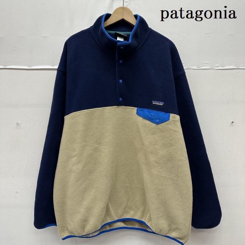 パタゴニア patagonia ジャケット、上着 ジャンパー、ブルゾン シンチラ ハーフ スナップ フリース プルオーバー 25450 FA14 XL 紺 / ネイビー / navy X アイボリー / アイボリー / メンズ USED 古着 中古 50161916