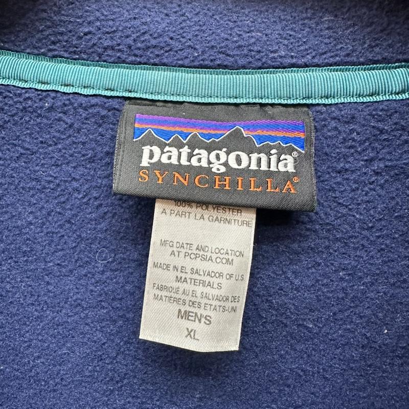 パタゴニア patagonia ジャケット、上着 ジャンパー、ブルゾン シンチラ ハーフ スナップ フリース プルオーバー 25450 FA14 XL 紺 / ネイビー / navy X アイボリー / アイボリー / メンズ USED 古着 中古 50161916