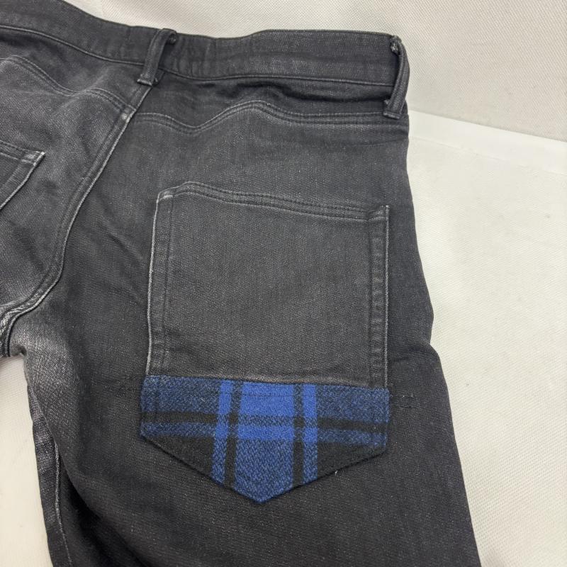 ジュンヤワタナベマン JUNYA WATANABE MAN パンツ デニム、ジーンズ パッチワーク デニム 綿エステルデニム 切替 ウール チェック S 黒 / ブラック / black X 青 / ブルー / blue メンズ USED 古着 中古 50161917