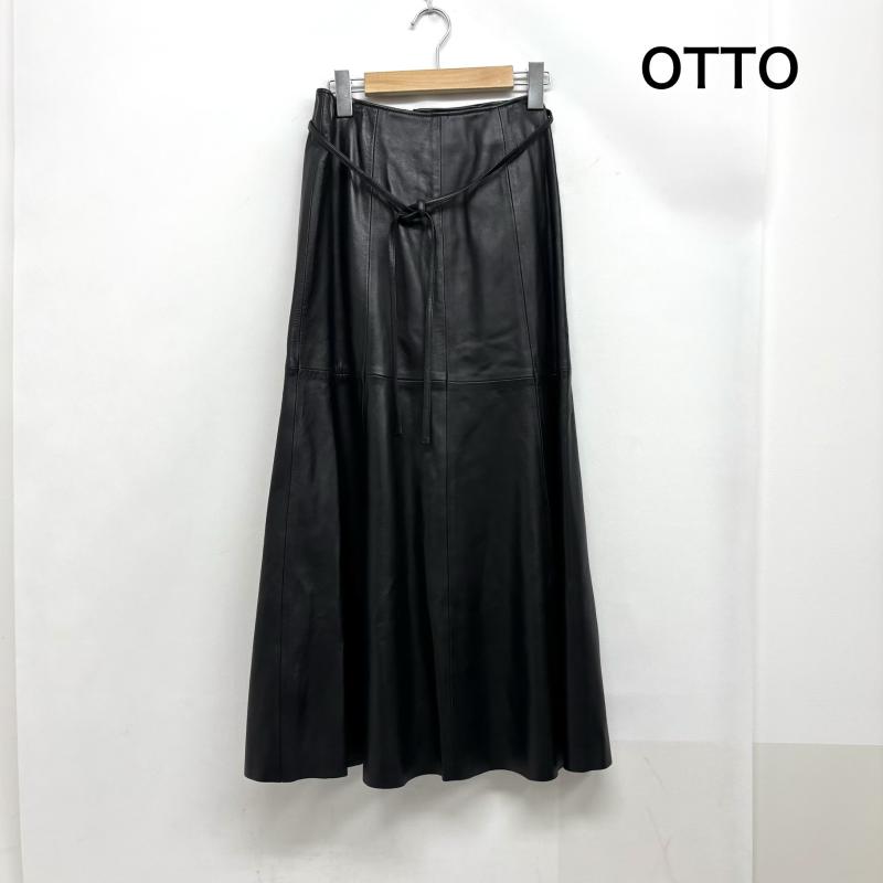 レザー レザー スカート ロングスカート OTTO レザー スカート 羊革 ラムレザー 083758 7 黒 / ブラック / black レディース USED 古着 中古 50161920