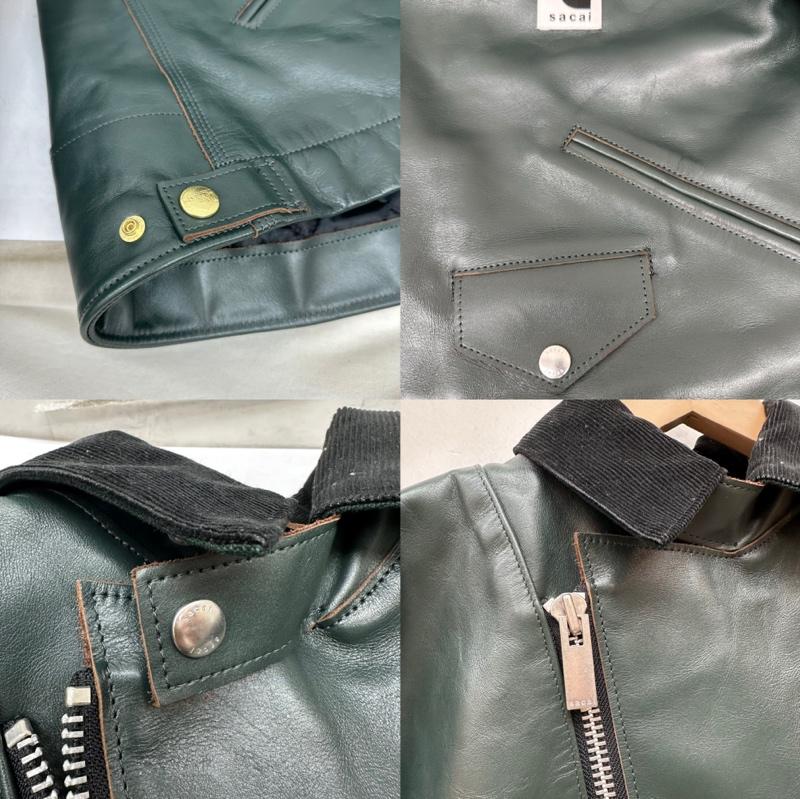 サカイ Sacai ジャケット、上着 レザージャケット 25AW Carhartt WIP Leather Jacket レザー ジャケット 25-08082 2 緑 / グリーン / green メンズ USED 古着 中古 50161924
