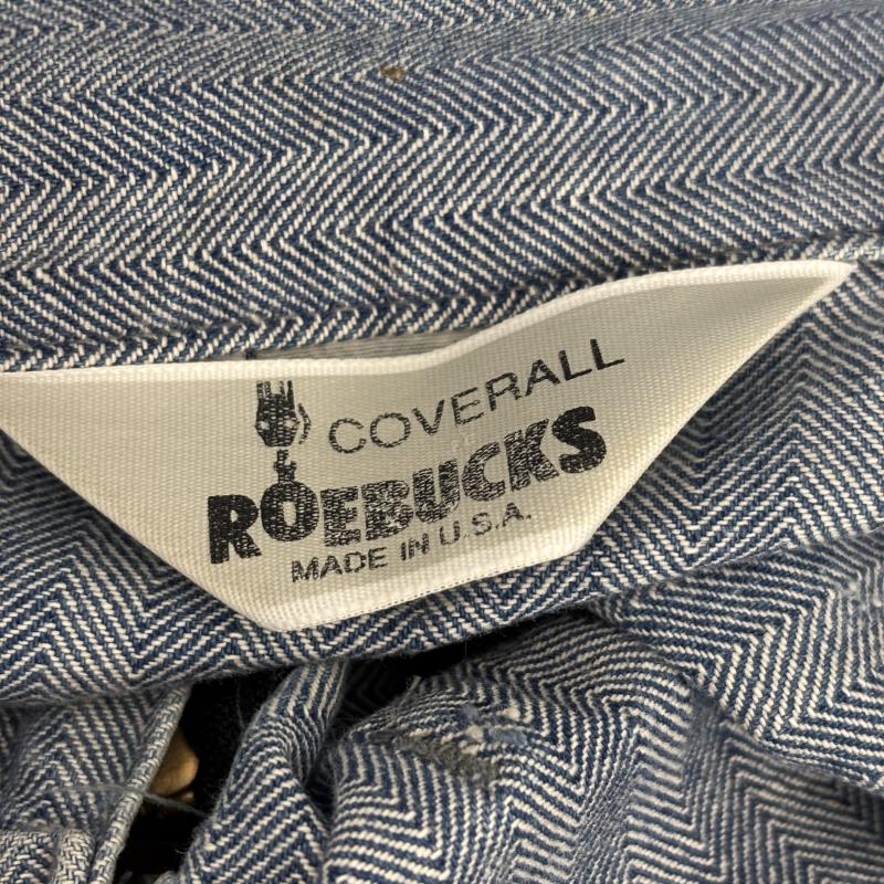 ローバックス ROEBUCKS サロペット・オーバーオール サロペット、オーバーオール ワーク オールインワン 90s USA製 ヘリンボーン 長袖 つなぎ ネイビー カバーオール メンズ USED 古着 中古 50161925