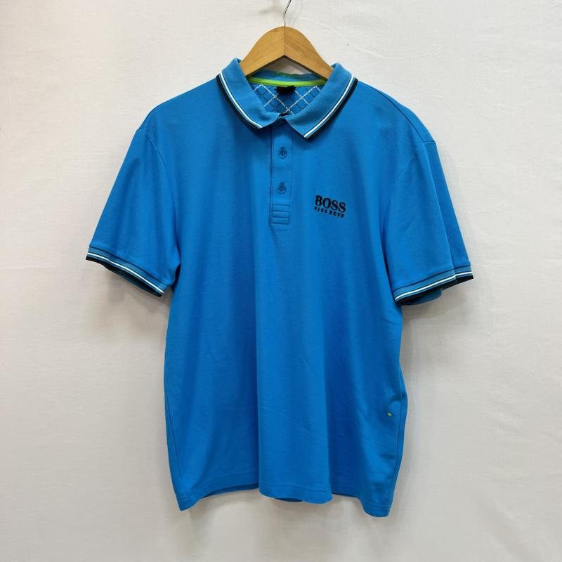 ヒューゴボス HUGO BOSS ポロシャツ 半袖 ワンポイントロゴ 鹿の子 ポロシャツ M 水色 / ライトブルー / メンズ USED 古着 中古 50161929