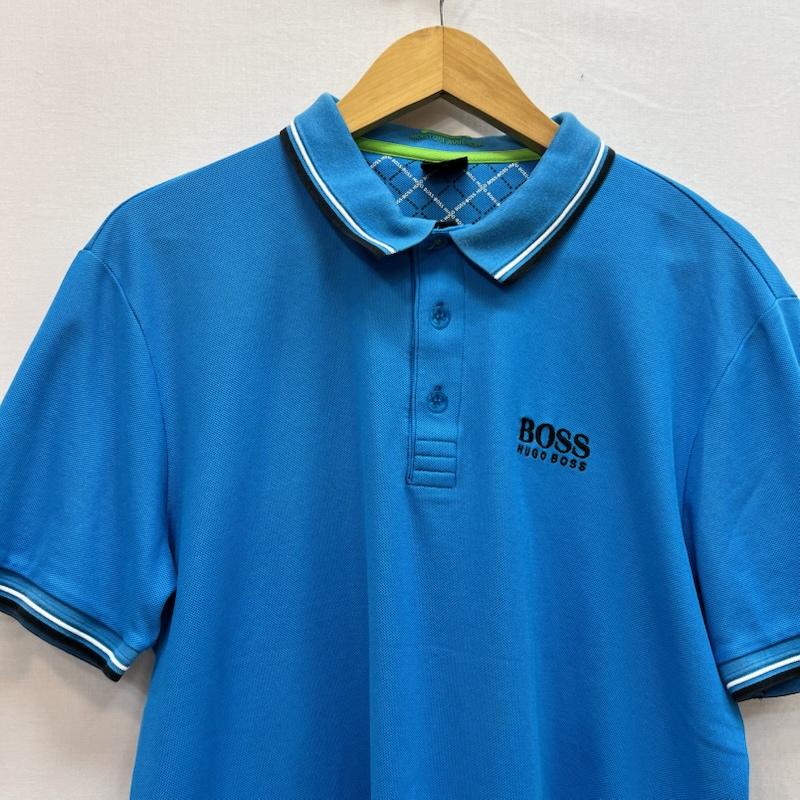 ヒューゴボス HUGO BOSS ポロシャツ 半袖 ワンポイントロゴ 鹿の子 ポロシャツ M 水色 / ライトブルー / メンズ USED 古着 中古 50161929