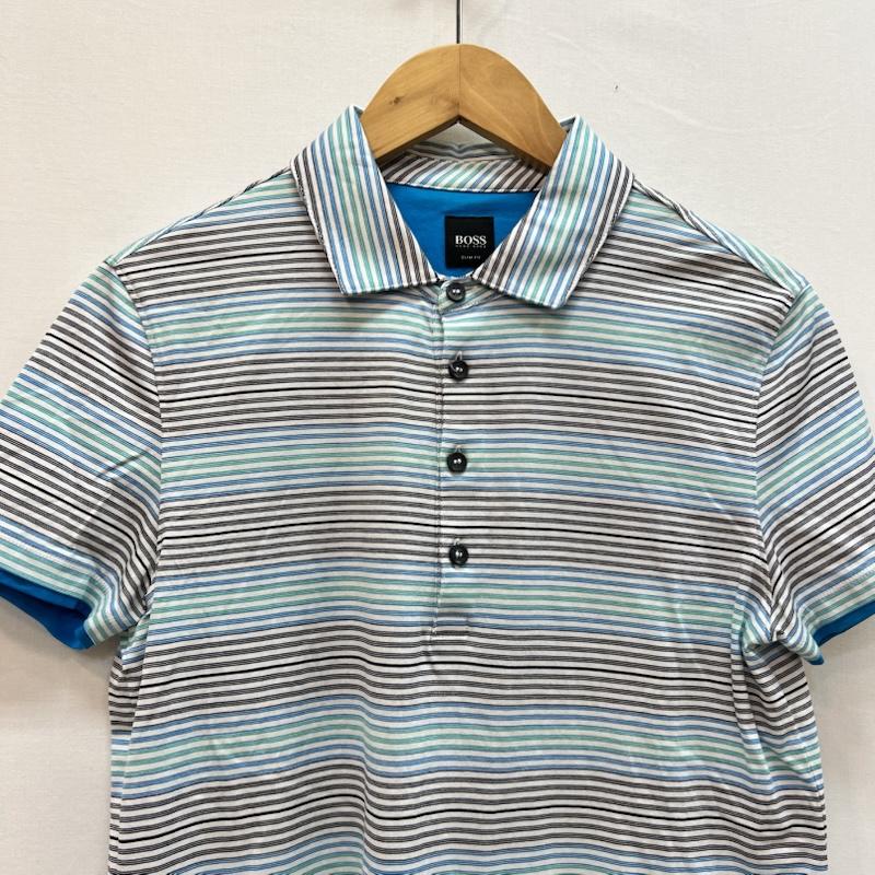 ヒューゴボス HUGO BOSS ポロシャツ 半袖 マルチボーダー ポロシャツ S マルチカラー / マルチカラー / multicolor X 青 / ブルー / blue メンズ USED 古着 中古 50161930