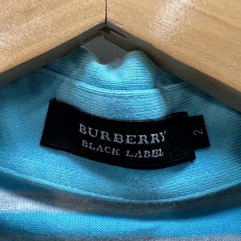 バーバリーブラックレーベル BURBERRY BLACK LABEL ポロシャツ 半袖 ワンポイントロゴ ボーダー ポロシャツ 2 水色 / ライトブルー / X 灰 / グレー / gray メンズ USED 古着 中古 50161931