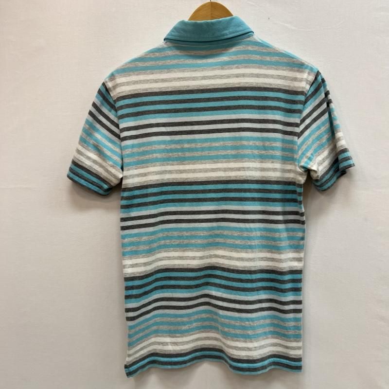 バーバリーブラックレーベル BURBERRY BLACK LABEL ポロシャツ 半袖 ワンポイントロゴ ボーダー ポロシャツ 2 水色 / ライトブルー / X 灰 / グレー / gray メンズ USED 古着 中古 50161931