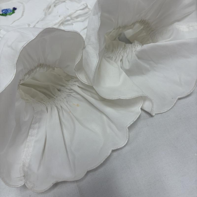 ファーファー FURFUR シャツ、ブラウス 長袖 ビーズ 刺繍 スカラップ ブラウス シャツ パフスリーブ FREE 刺繍 白 / ホワイト / white X 青 / ブルー / blue X 緑 / グリーン / green レディース USED 古着 中古 50161949