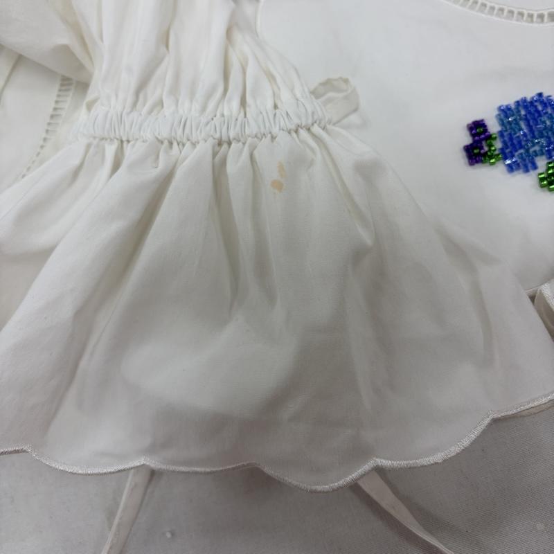 ファーファー FURFUR シャツ、ブラウス 長袖 ビーズ 刺繍 スカラップ ブラウス シャツ パフスリーブ FREE 刺繍 白 / ホワイト / white X 青 / ブルー / blue X 緑 / グリーン / green レディース USED 古着 中古 50161949