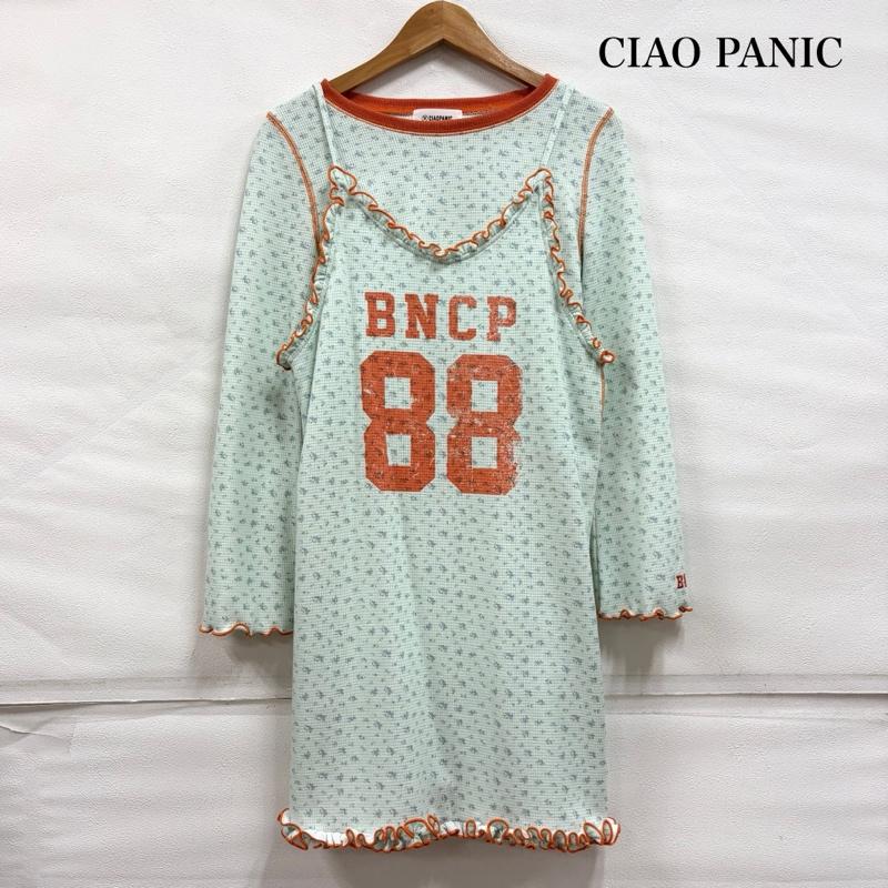 チャオパニック CIAOPANIC セットアップ セットアップ Tee 付き フラワー ワッフル チュニック キャミ ワンピース レイヤード one 花柄 X ロゴ、文字 X プリント 水色 / ライトブルー / X 橙 / オレンジ / orange レディース USED 古着 中古 50161955