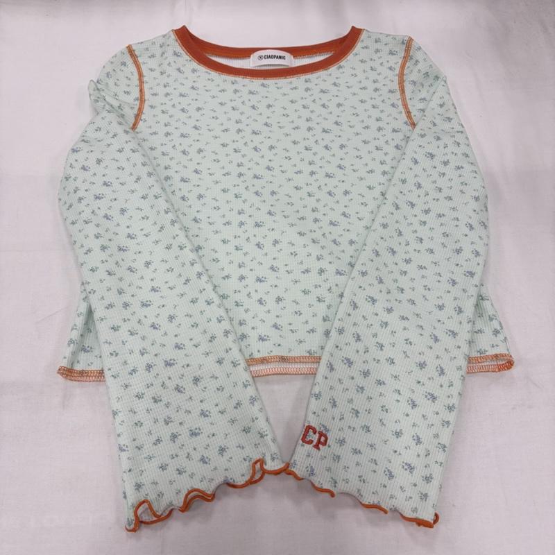 チャオパニック CIAOPANIC セットアップ セットアップ Tee 付き フラワー ワッフル チュニック キャミ ワンピース レイヤード one 花柄 X ロゴ、文字 X プリント 水色 / ライトブルー / X 橙 / オレンジ / orange レディース USED 古着 中古 50161955