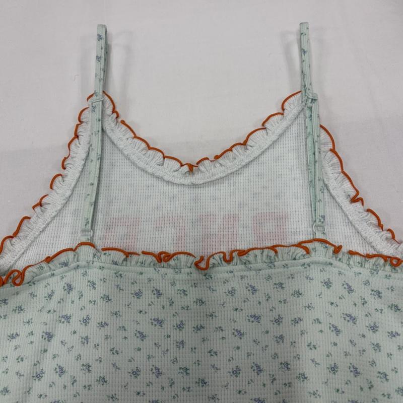 チャオパニック CIAOPANIC セットアップ セットアップ Tee 付き フラワー ワッフル チュニック キャミ ワンピース レイヤード one 花柄 X ロゴ、文字 X プリント 水色 / ライトブルー / X 橙 / オレンジ / orange レディース USED 古着 中古 50161955