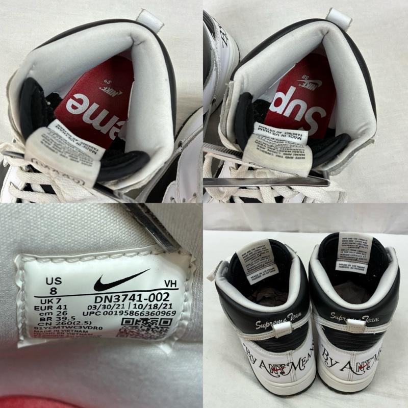 ナイキ NIKE スニーカー スニーカー SUPREME シュプリーム SB DUNK HIGH OG QS BY ANY MEANS ダンク ハイカット スニーカー DN3741-002 26.0cm メンズ USED 古着 中古 50161965
