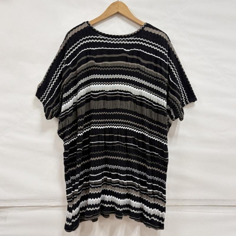 イッセイミヤケハート ISSEY MIYAKE Haat チュニック 半袖 半袖 ドルマン ジグザグ ストライプ ボーダー チュニック ワンピース 3 ボーダー柄 黒 / ブラック / black X 茶 / ブラウン / brown X 白 / ホワイト / white レディース USED 古着 中古 50161966