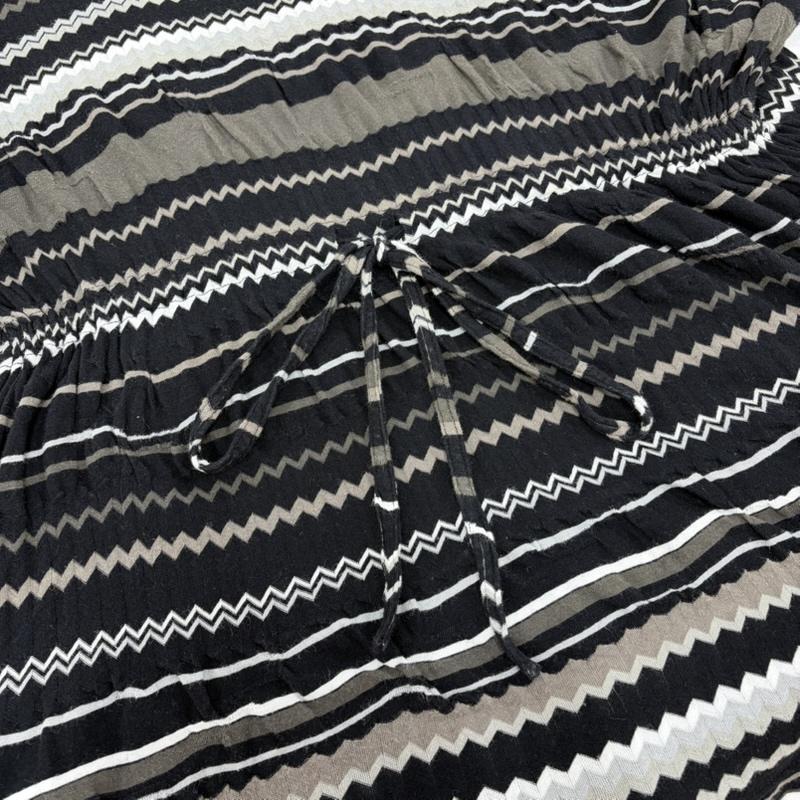 イッセイミヤケハート ISSEY MIYAKE Haat チュニック 半袖 半袖 ドルマン ジグザグ ストライプ ボーダー チュニック ワンピース 3 ボーダー柄 黒 / ブラック / black X 茶 / ブラウン / brown X 白 / ホワイト / white レディース USED 古着 中古 50161966