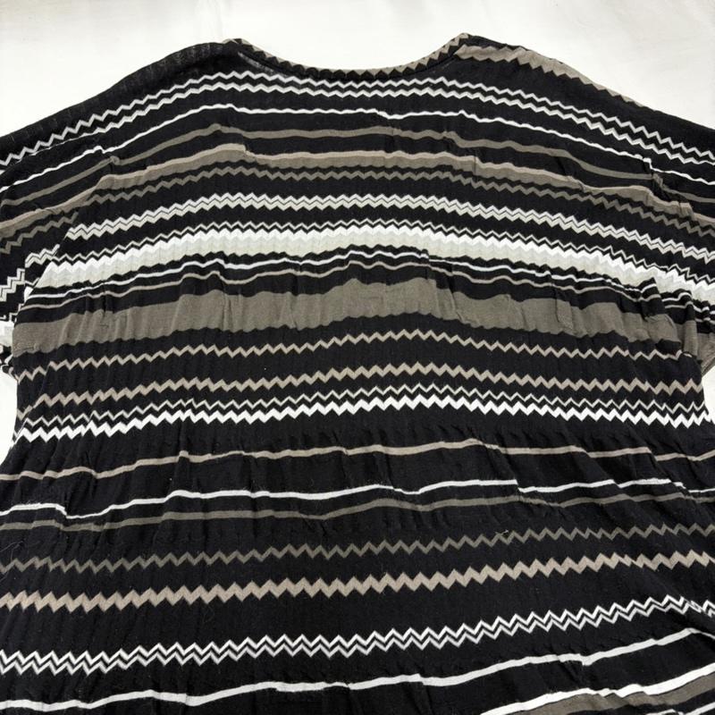 イッセイミヤケハート ISSEY MIYAKE Haat チュニック 半袖 半袖 ドルマン ジグザグ ストライプ ボーダー チュニック ワンピース 3 ボーダー柄 黒 / ブラック / black X 茶 / ブラウン / brown X 白 / ホワイト / white レディース USED 古着 中古 50161966