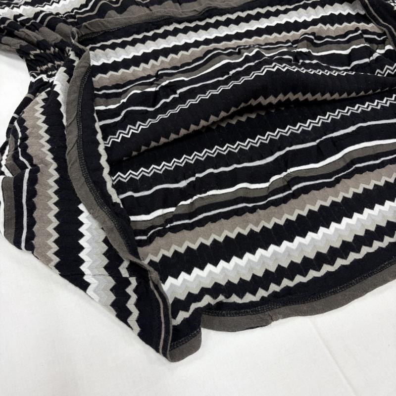 イッセイミヤケハート ISSEY MIYAKE Haat チュニック 半袖 半袖 ドルマン ジグザグ ストライプ ボーダー チュニック ワンピース 3 ボーダー柄 黒 / ブラック / black X 茶 / ブラウン / brown X 白 / ホワイト / white レディース USED 古着 中古 50161966